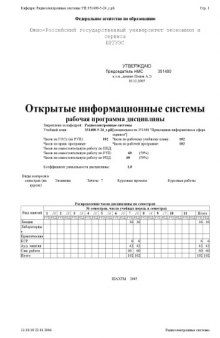 Открытые информационные системы. Рабочая программа дисциплины