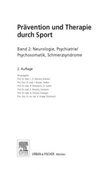 Therapie und Prävention durch Sport. Band 2, Neurologie, Psychiatrie/Psychosomatik, Schmerzsyndrome