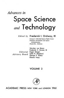 Advances in space science and technology. Volume 3