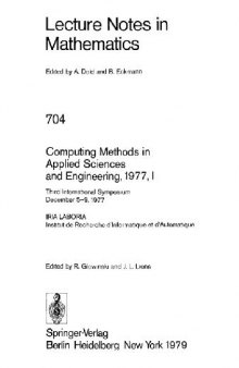 Computing Methods in Applied Sciences and Engineering, 1977, I: Third International Symposium December 5–9, 1977