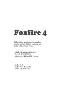 Foxfire Book 4 on Primitive Survival