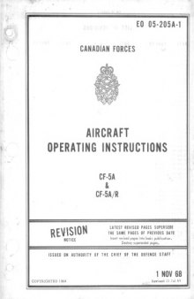 Aircraft Operating Instructions - (Northrop) CF-5A, 5A R Fighter [EO 05-205A-1]