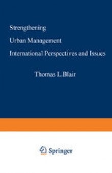 Strengthening Urban Management: International Perspectives and Issues