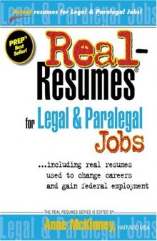Real Resumes for Legal and Paralegal Jobs (Real-Resumes Series)