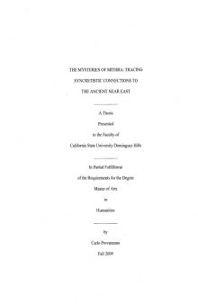 The mysteries of Mithra: Tracing syncretistic connections to the ancient Near East. Ph.D. dissertation.