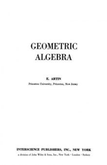 Geometric Algebra (Tracts in Pure & Applied Mathematics)