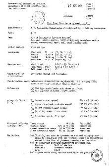 Самолет FOKKER S.11 'INSTRUCTOR' Type Specification