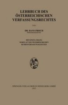 Lehrbuch des Österreichischen Verfassungsrechtes