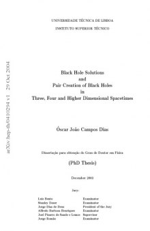 Black Hole Solutions and Pair Creation of Black Holes in Three, Four and Higher Dimensional Spacetimes