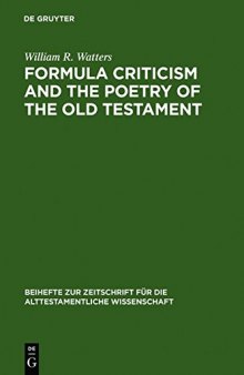 Formula criticism and the poetry of the Old Testament