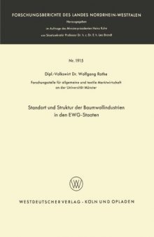 Standort und Struktur der Baumwollindustrien in den EWG-Staaten