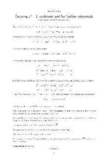 Factoring xn - 1: cyclotomic and Aurifeuillian polynomials (2004)(en)(7s)