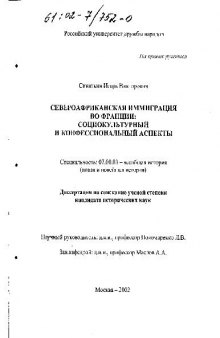 Североафриканская иммиграция во Франции - социокультурный и конфессиональный аспекты(Диссертация)