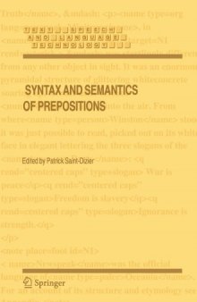 Syntax and Semantics of Prepositions (Text, Speech and Language Technology)