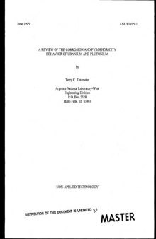 Corrosion, Pyrophoricity Behavior of U, Pu