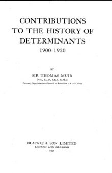 The theory of determinants in the historical order of development: Volume 5
