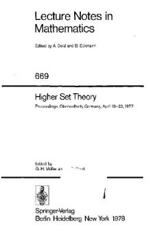 Higher Set Theory: Proceeding, Oberwolfach
