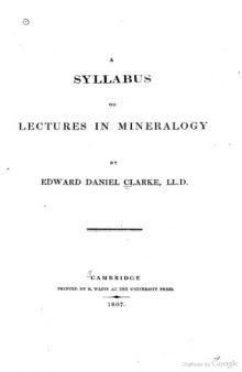 Lectures In Mineralogy