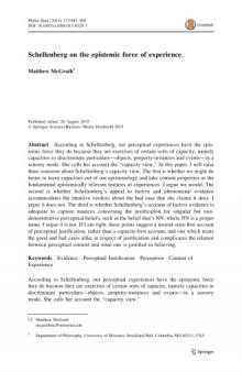 [Article] Schellenberg on the epistemic force of experience