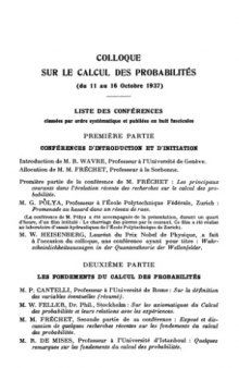 Colloque consacré à la théorie des probabilités, Genève 1937 