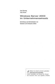 Windows Server 2003 im Unternehmenseinsatz  GERMAN