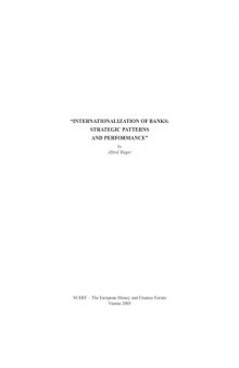 Internationalization of Banks: Strategic Patterns and Performance