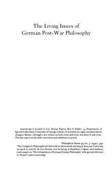 Leo Strauss - Living Issues of German Post-War Philosophy [1940]