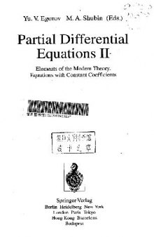 Partial Differential Equations II: Elements of the Modern Theory, Equations With Constant Coefficients