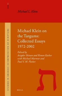 Michael Klein on the Targums: Collected Essays 1972–2002