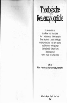 Theologische Realenzyklopädie. Band 12: Gabler - Gesellschaft und Christentum