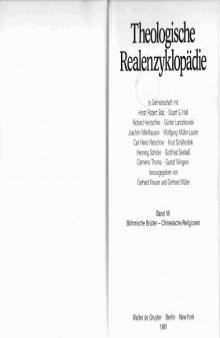 Theologische Realenzyklopädie. Band 7: Bohmische Bruder- Chinesische Religionen