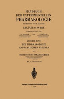 Die Pharmakologie Anorganischer Anionen: Die Hofmeistersche Reihe