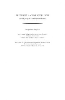 Bruniana e Campanelliana - Su di una originale traduzione dell'acrotismus di Giordano Bruno