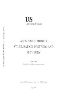 Aspects of Moduli Stabilization in String and M-Theory [thesis]