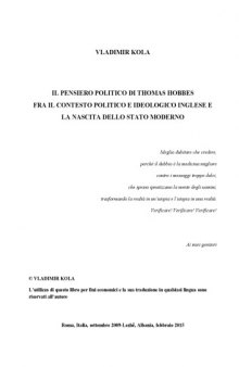 Il pensiero politico di Thomas Hobbes: fra il contesto politico e ideologico inglese, e la nascita dello stato moderno