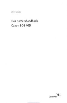 Das Kamerahandbuch Canon EOS 40D